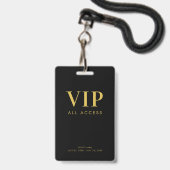 Eenvoudig Modern Gouden VIP All Access Pass Evenem Badge (Voorzijde met lanyard)