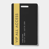 Eenvoudig Modern Gouden VIP All Access Pass Evenem Badge (Achterkant)