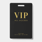 Eenvoudig Modern Gouden VIP All Access Pass Evenem Badge (Voorzijde)