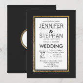 Eenvoudig, modern, gouden witte bruiloft kaart (Voorkant / Achterkant)