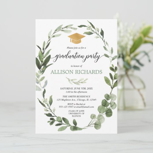 Eenvoudig modern graduatiemechanisme met groen gou kaart (Staand voorkant)