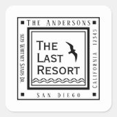 Eenvoudig modern grafisch terugkeeradres vierkante sticker (Voorkant)