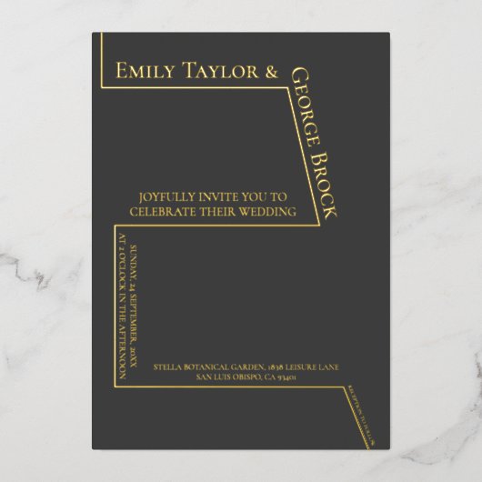 Eenvoudig modern, grappig, minimaal weddenschap folie uitnodiging (Voorkant)