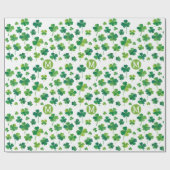 Eenvoudig Modern Green Luck Shamrock Patrick Monog Cadeaupapier (Vlak)