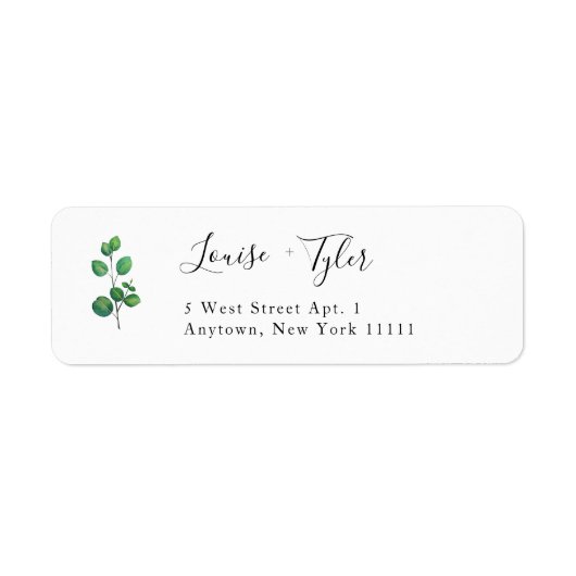 Eenvoudig modern Greenery Return Address Label (Voorkant)