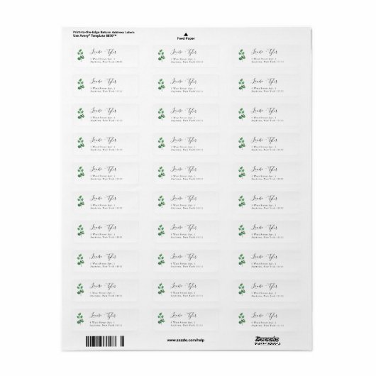Eenvoudig modern Greenery Return Address Label (Full Sheet)