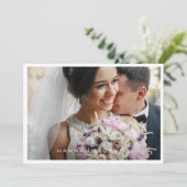 Eenvoudig modern grenshuwelijk bedankkaart (Staand voorkant)