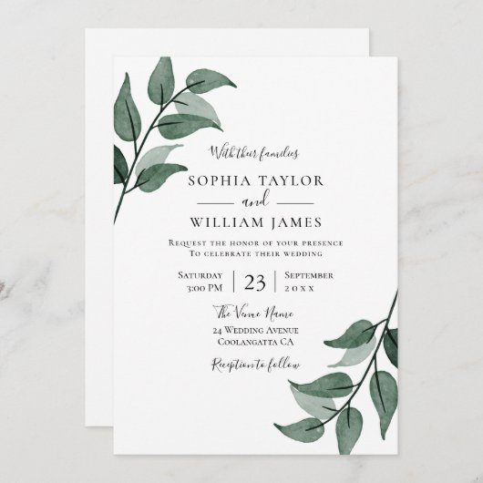 Eenvoudig modern Grieks huwelijk Kaart (Voorkant / Achterkant)