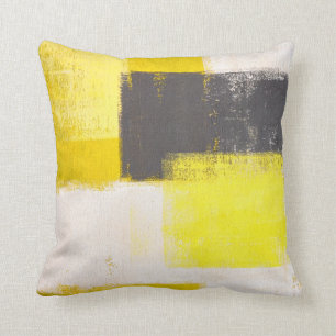 "Eenvoudig Modern" Grijs en Geel Abstract Pillow Kussen