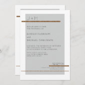 Eenvoudig, modern, grijs goudbruin huwelijk kaart (Voorkant / Achterkant)