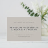 Eenvoudig modern grijs Taupe Neutral Photo Weddens Save The Date (Staand voorkant)