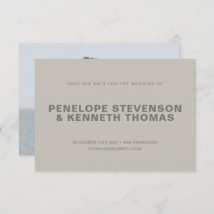 Eenvoudig modern grijs Taupe Neutral Photo Weddens Save The Date