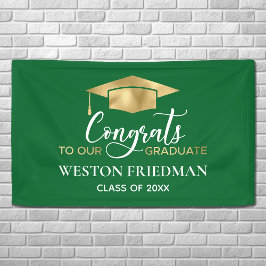 Eenvoudig, modern, groen Afstuderen Spandoek