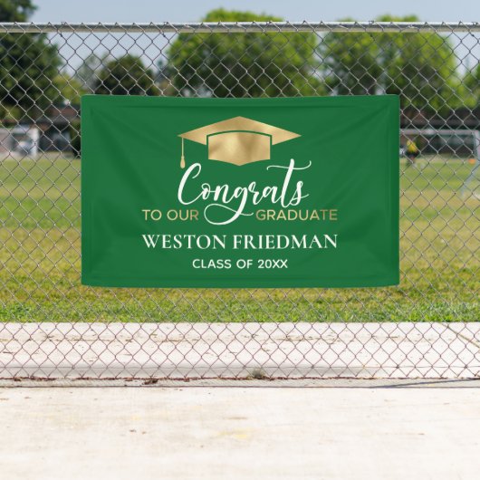 Eenvoudig, modern, groen Afstuderen Spandoek (Insitu)