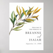 Eenvoudig, modern, groen bruiloft, welkomstteken poster (Voorkant)