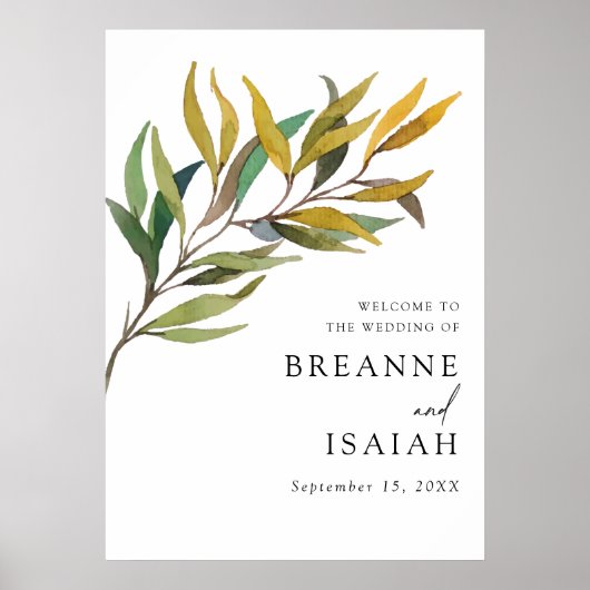 Eenvoudig, modern, groen bruiloft, welkomstteken poster (Voorkant)