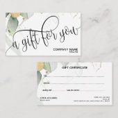 Eenvoudig Modern groen Cadeaubon Cadeau Kaart Visitekaartje (Voorkant / Achterkant)