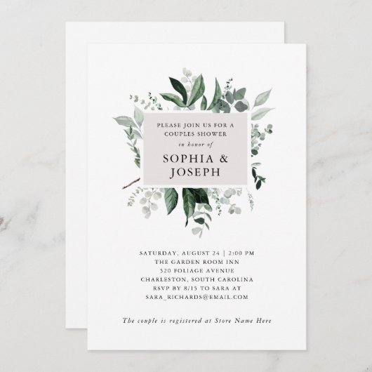 Eenvoudig modern groen | Douche voor koppels Kaart (Voorkant / Achterkant)