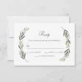 Eenvoudig modern groen ellef-huwelijk RSVP (Achterkant)