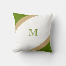 Eenvoudig modern groen en bruin gestreept monogram kussen