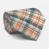 Eenvoudig modern groen en Sinaasappel geruite patr Stropdas (Opgerold)