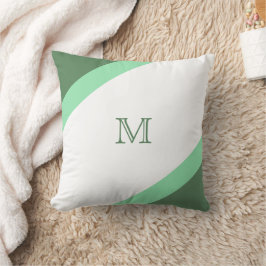 Eenvoudig modern groen en wit gestreept monogram kussen