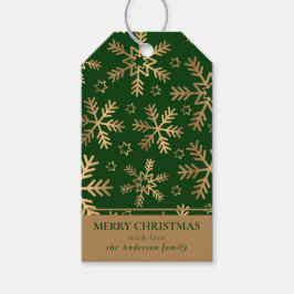 Eenvoudig Modern Groen Goud Vrolijk Kerstmissneeuw Cadeaulabel