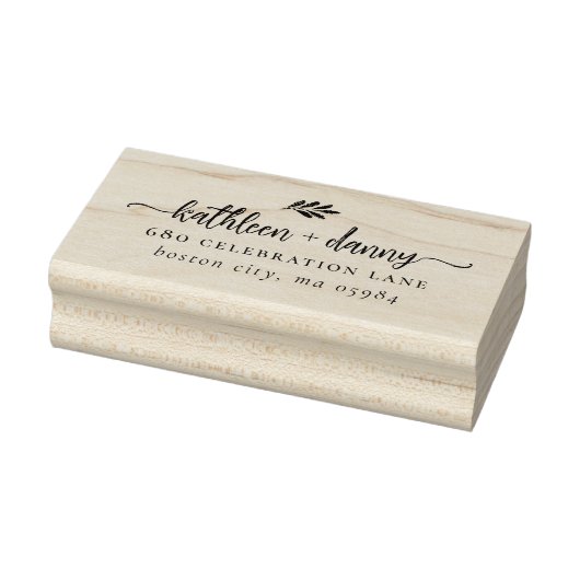 Eenvoudig modern groen paar trouwadres rubberstempel (Stempel)