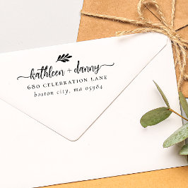 Eenvoudig modern groen paar trouwadres rubberstempel