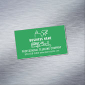 Eenvoudig Modern Groen Schoonmakend Bedrijf Magnetisch Visitekaartje (Voorbeeld)