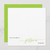 Eenvoudig modern, groen script notitiekaartje (Voorkant / Achterkant)