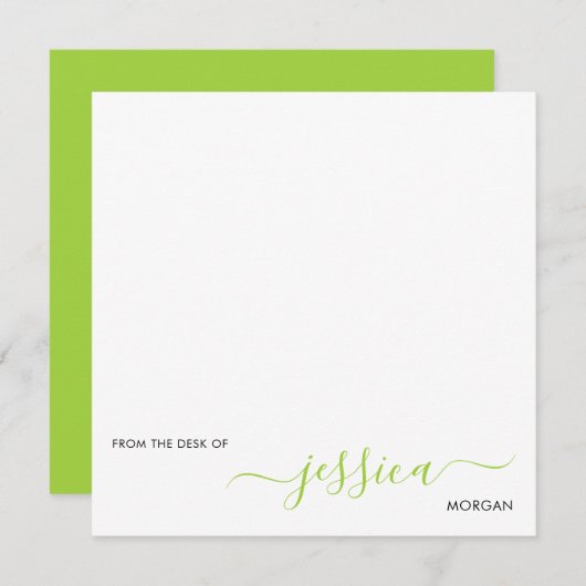 Eenvoudig modern, groen script notitiekaartje (Voorkant / Achterkant)