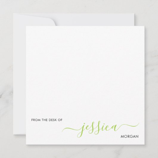 Eenvoudig modern, groen script notitiekaartje (Voorkant)