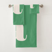 Eenvoudig Modern Groen Vetgedrukte Retro Monogram Bad Handdoek (Insitu)