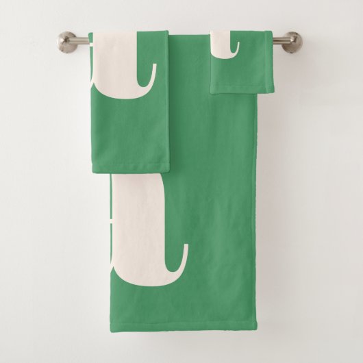 Eenvoudig Modern Groen Vetgedrukte Retro Monogram Bad Handdoek (Insitu)