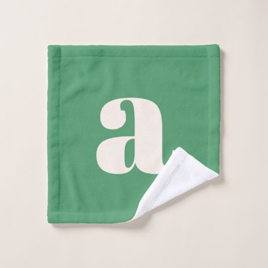 Eenvoudig Modern Groen Vetgedrukte Retro Monogram Bad Handdoek (Wasdoekje)
