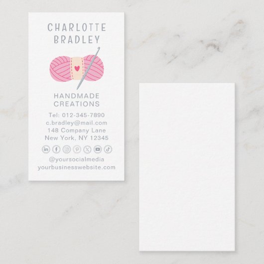 Eenvoudig Modern Haakwerk Handgemaakt Haakwerk Visitekaartje (Voorkant / Achterkant)