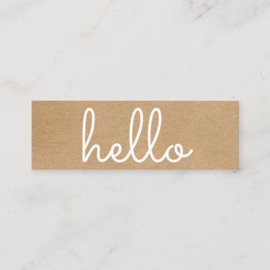 Eenvoudig Modern Hallo Rustiek Kraft Mini Visitekaartje (Voorkant)