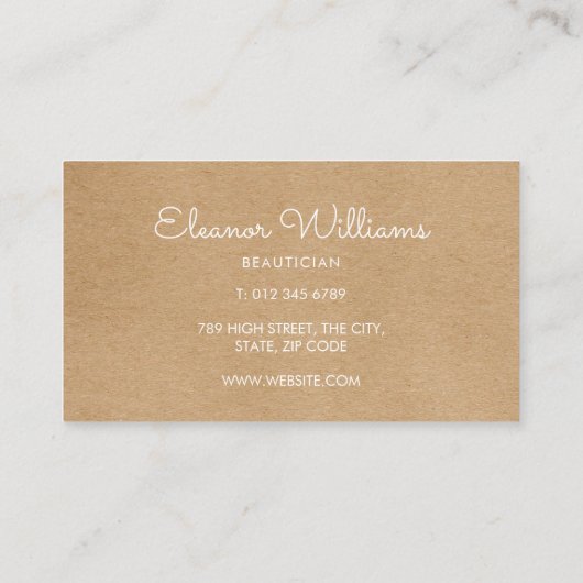 Eenvoudig Modern Hallo Rustieke Kraft Visitekaartje (Achterkant)