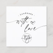 Eenvoudig Modern Handgemaakt met Love Script Logo Vierkante Visitekaartje (Voorkant)