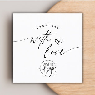 Eenvoudig Modern Handgemaakt met Love Script Logo Vierkante Visitekaartje