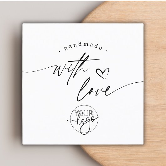 Eenvoudig Modern Handgemaakt met Love Script Logo Vierkante Visitekaartje