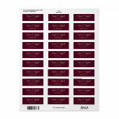 Eenvoudig modern handgeschetst script Bourgondië Etiket (Full Sheet)
