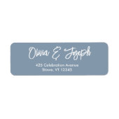 Eenvoudig modern handgeschetst script Dusty Blue Etiket (Voorkant)