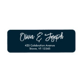 Eenvoudig modern handgeschetst script Navy Blue Etiket (Voorkant)