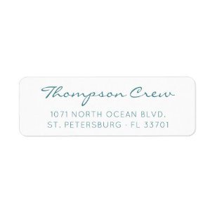 Eenvoudig modern handgeschreven Aqua Blue retourad Etiket
