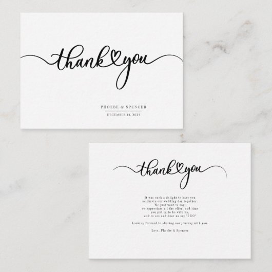 Eenvoudig Modern Handgeschreven Dank u Notitiekaartje (Voorkant / Achterkant)