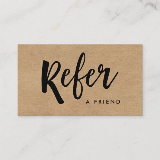 Eenvoudig modern handgeschreven script | Kraft Kij Aanbevelingskaartje (Voorkant)