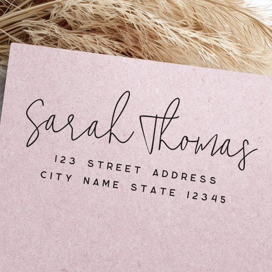 Eenvoudig modern handgeschreven script retouradres rubberstempel