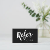 Eenvoudig modern handgeschreven script | Zwart Aanbevelingskaartje (Staand voorkant)